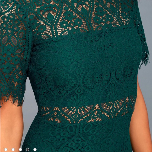 🆕 Lulus Remarkable Forest Green Lace Dress - Picture 2 of 11